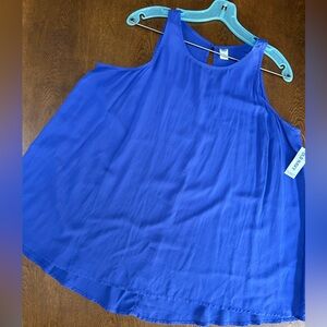 Large Old Navy sleeveless flare hemmed blouse, ultraviolet blue. Brand new.